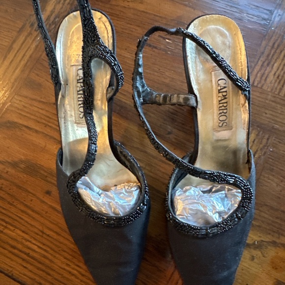 Vintage Caparros Black Shoes with black beaded straps - Picture 7 of 7